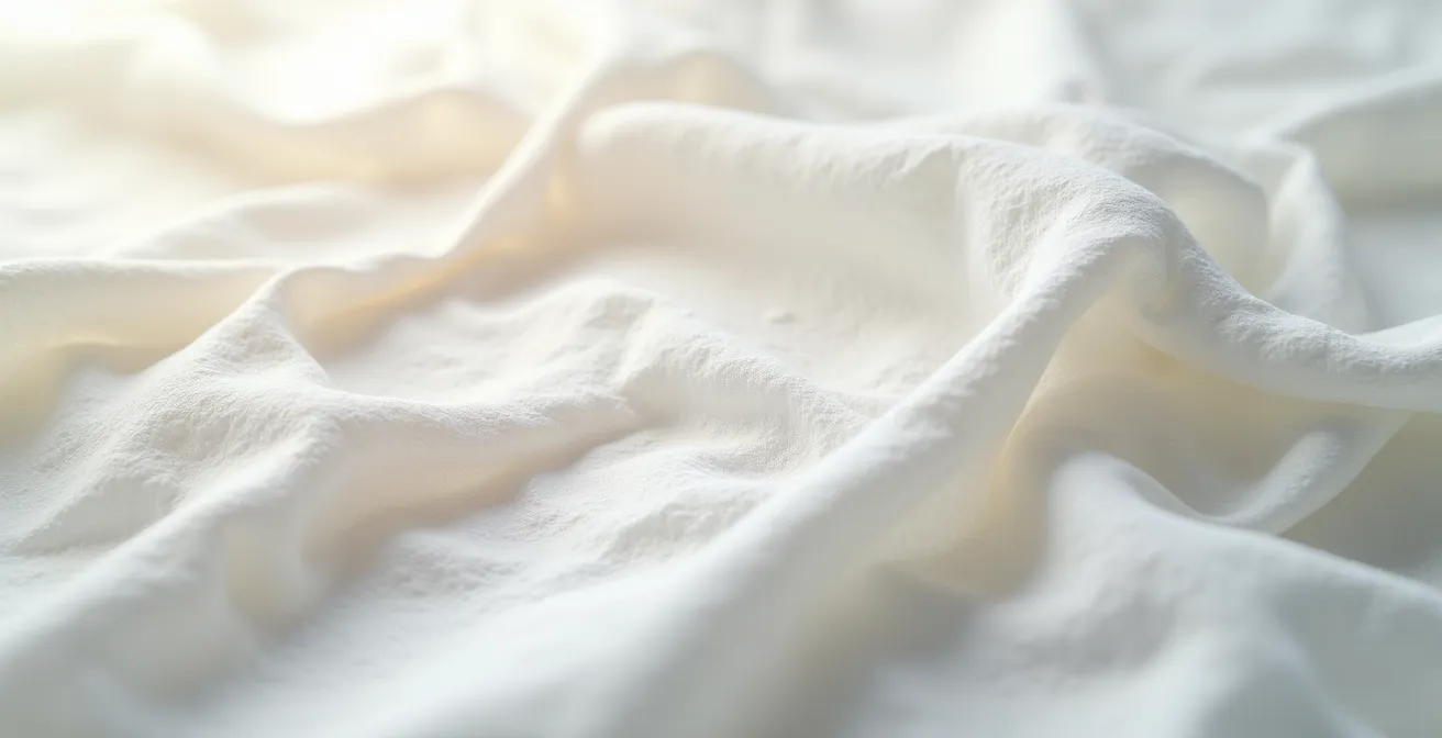Gros plan sur la texture d'une serviette en intissé montrant les fibres et la douceur du matériau